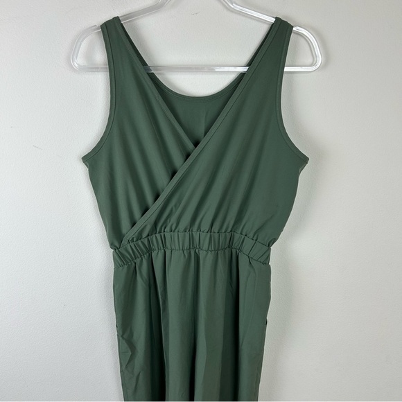 Calia by Carrie Underwood Wide Leg Overlap Olive Jumpsuit size: S - Picture 11 of 12